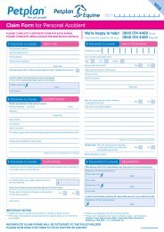 Claim Form for Personal Accident - Petplan