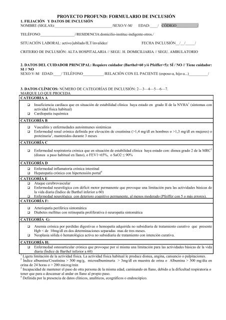 PROYECTO PROFUND: FORMULARIO DE INCLUSIÃN