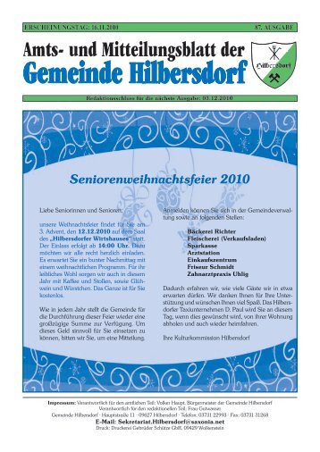 Seniorenweihnachtsfeier 2010 - Gemeinde Hilbersdorf