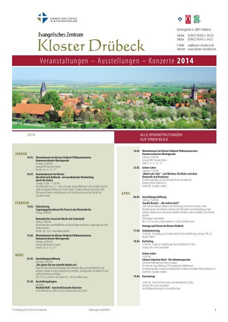Veranstaltungskalender 2014 - Kloster Drübeck