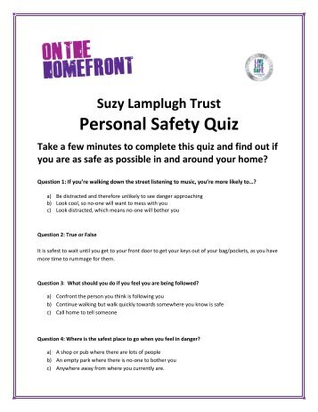 Personal Safety Quiz - Suzy Lamplugh Trust