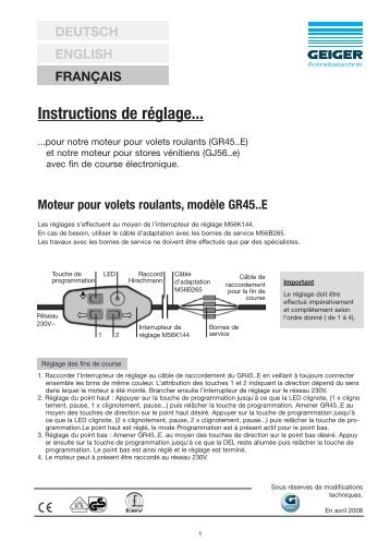 Instructions de rÃ©glage... - Geiger Antriebstechnik