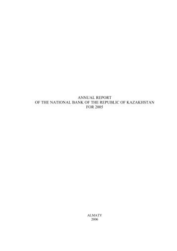 annual report of the national bank of the republic of kazakhstan for ...