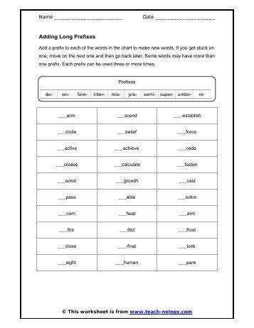 Adding Long Prefixes - Teach-nology