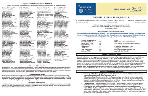 2012-2013 UPPER SCHOOL PROFILE - Brownell-Talbot School