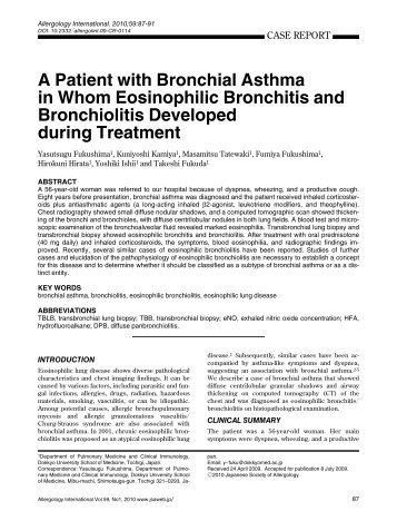 A Patient with Bronchial Asthma in Whom Eosinophilic Bronchitis ...