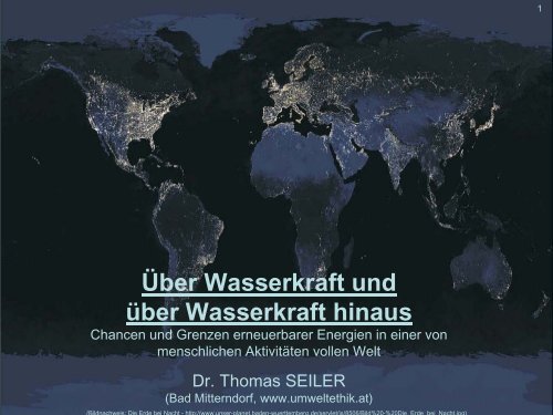 Ãber Wasserkraft (hinaus) (Dr. Thomas SEILER) - Lebendige FlÃ¼sse