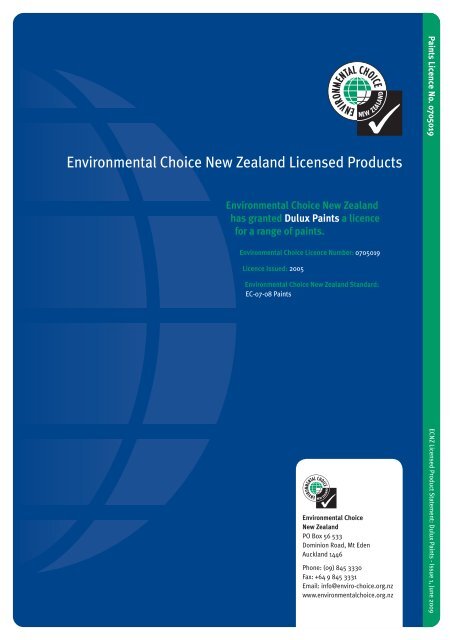 Dulux - Environmental Choice New Zealand