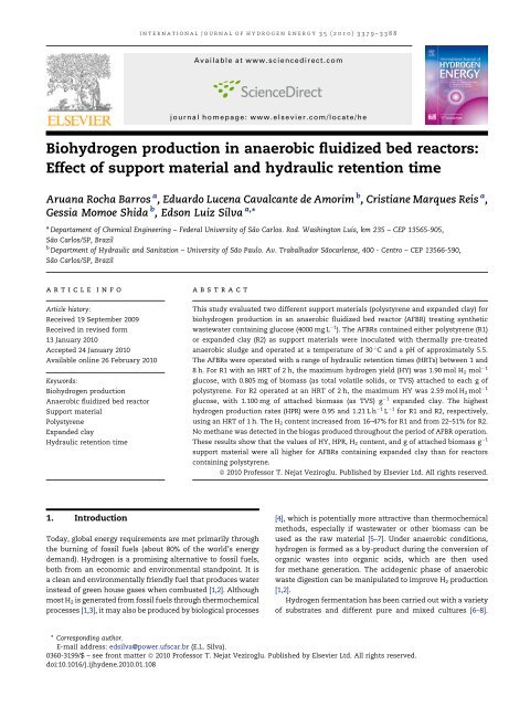 Biohydrogen production in anaerobic fluidized bed reactors: Effect of ...