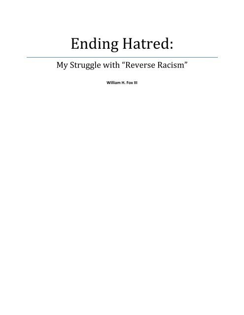Ending Hatred: My Struggle with - Winchester Thurston School
