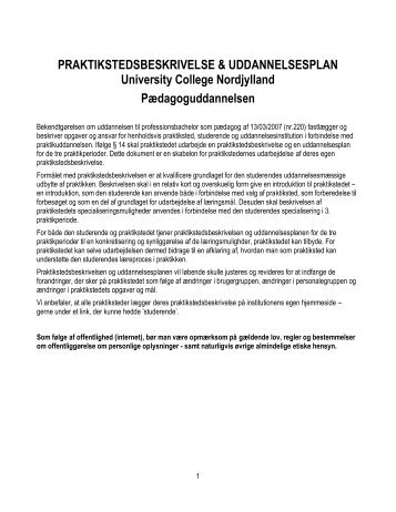 praktikstedsbeskrivelse & uddannelsesplan - AK Dagtilbud