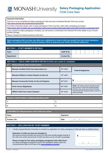 salary packaging application - childcare - Adm.monash.edu.au ...