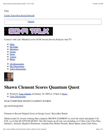 Shawn Clement Scores Quantum Quest - Sci-Fi Talk - Clemistry