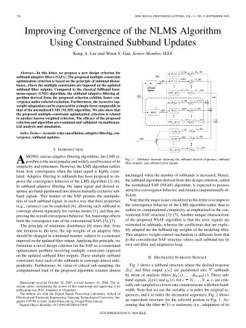 Improving Convergence of the NLMS Algorithm Using Constrained ...