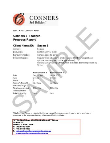 Conners 3 Parent Rating Scale