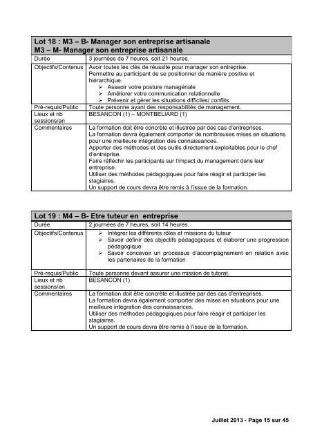 cahier des charges - Chambre de mÃ©tiers et de l'artisanat du Doubs