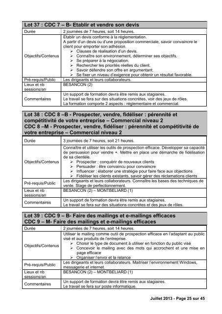 cahier des charges - Chambre de mÃ©tiers et de l'artisanat du Doubs