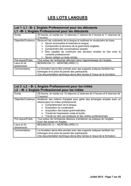 cahier des charges - Chambre de mÃ©tiers et de l'artisanat du Doubs