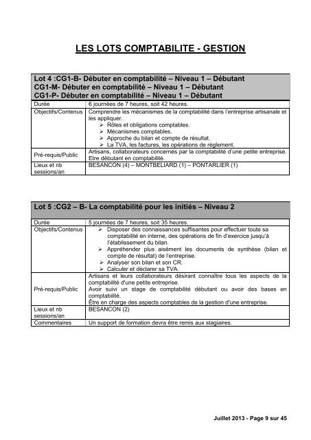 cahier des charges - Chambre de mÃ©tiers et de l'artisanat du Doubs