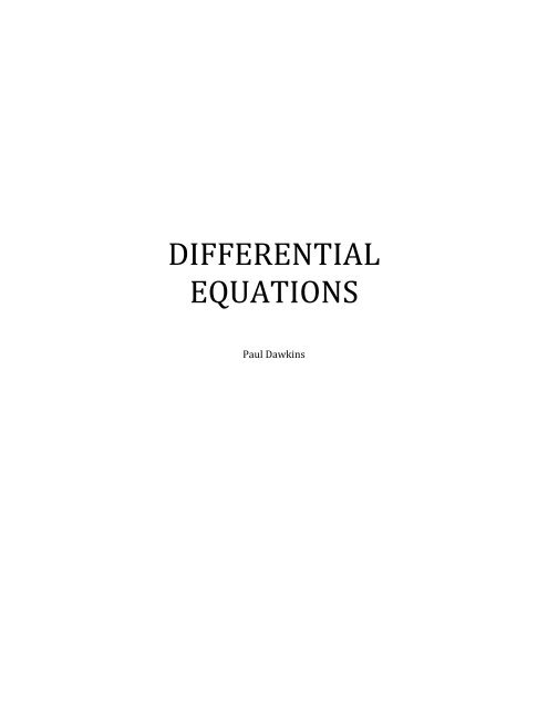 First Order Differential Equations