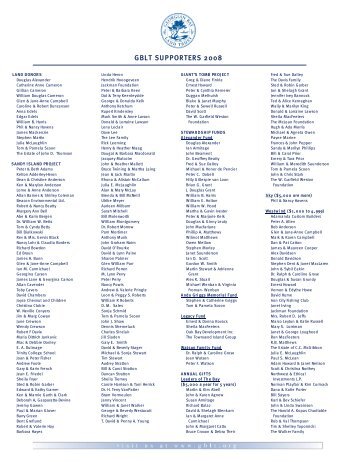 2008 - GBLT Supporters List - Georgian Bay Land Trust