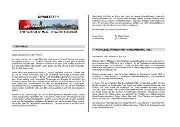 Newsletter des OV Innenstadt - SPD Frankfurt