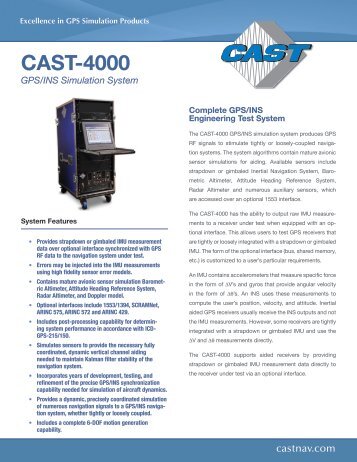 CAST 4000 GPS/INS Simulation System - CAST Navigation