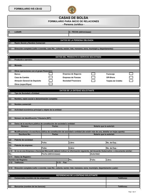 Persona JurÃ­dica - Bolsa de Valores Nacional