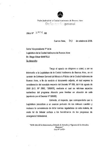 Oficio enviado a la Legislatura sobre el Programa AtenciÃ³n para ...