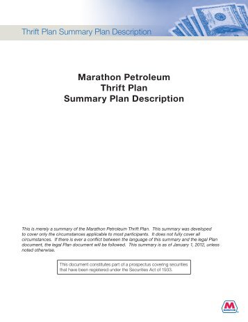Marathon Petroleum Thrift Plan Summary Plan Description