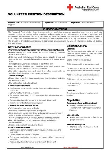 Download the position description - Australian Red Cross