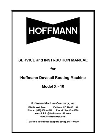 SERVICE and INSTRUCTION MANUAL for Hoffmann Dovetail ...