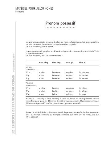 Pronom possessif - ccdmd