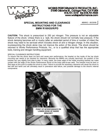 BMW R100GS/R/PD Special Mounting and ... - Works Shocks