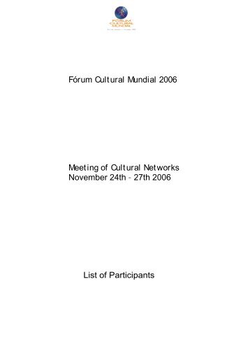 FÃ³rum Cultural Mundial 2006 Meeting of Cultural Networks ... - IETM