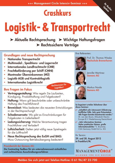 Crashkurs Logistik- und Transportrecht - Management Circle AG