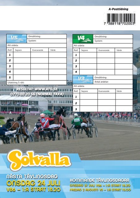 MÃƒÂ…NDAG 8 JULI - Solvalla