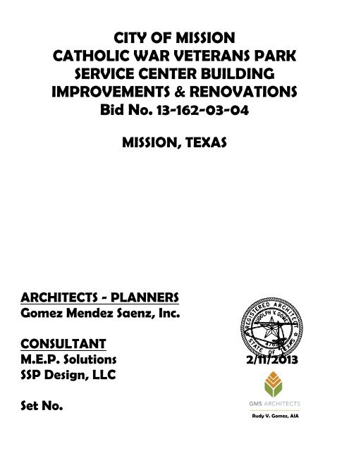 CWV Park Service Center Building Improvements ... - City of Mission