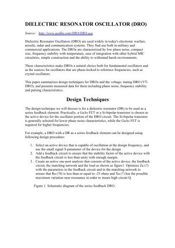 DIELECTRIC RESONATOR OSCILLATOR (DRO) Design ... - ATVA
