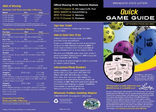 Quick Game Guide [PDF] - Minnesota State Lottery