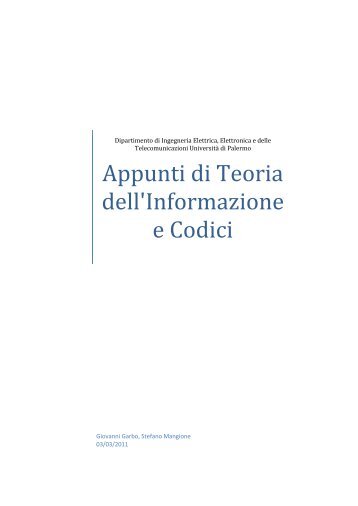 Appunti di Teoria dell'Informazione e Codici - Università di Palermo