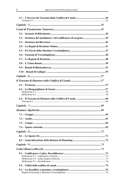 Appunti di Teoria dell'Informazione e Codici - Università di Palermo