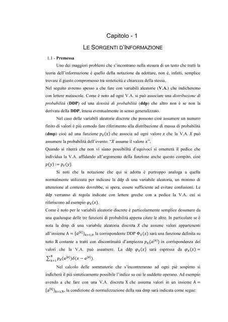 Appunti di Teoria dell'Informazione e Codici - Università di Palermo