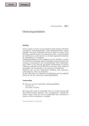 Ontharingsmiddelen - Chemische Feitelijkheden