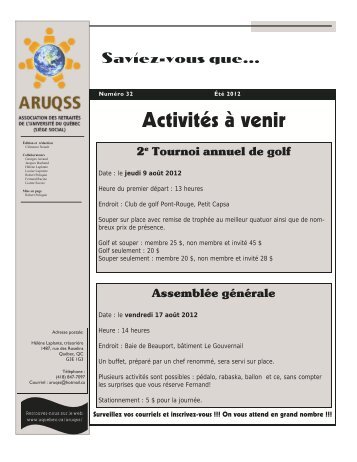 Activités à venir - Université du Québec