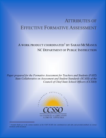 Attributes of Effective Formative Assessment - Public Schools of ...