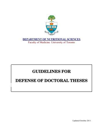 university of toronto dissertation proposal