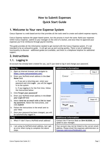 How To Submit Expenses Quick Start Guide 1 Nuffield Health