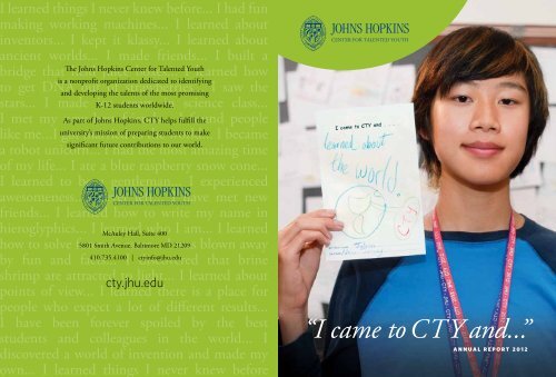 Ã¢Â€ÂœI came to CTY and...Ã¢Â€Â - Johns Hopkins Center for Talented Youth ...