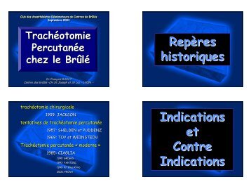 trachéotomie percutanée chez le brûlé - SFETB